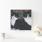 CHRISTMAS IN SCHWARZ UND WEISS QUADRATISCHE WANDUHR (Zuhause)