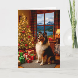 Christmas In Scotland Collie Holiday Card Feiertagskarte