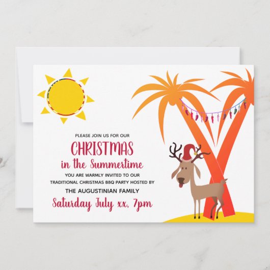 CHRISTMAS IN SUMMERTIME USA PARTY EINLADUNG (Vorderseite)