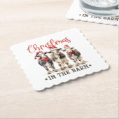 Christmas in the Barn Rustic Cows in Santa Hats Untersetzer (angewinkelt)