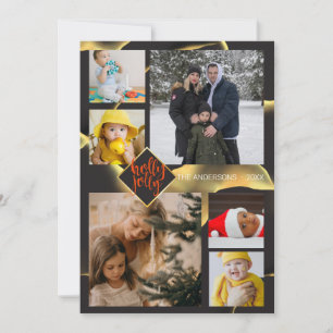 Christmas Inky Abstrakt Black Holly Jolly Foto Einladung