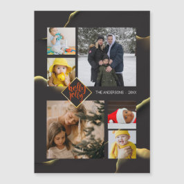 Christmas Inky Abstrakt Black Holly Jolly Foto Magnetkarte