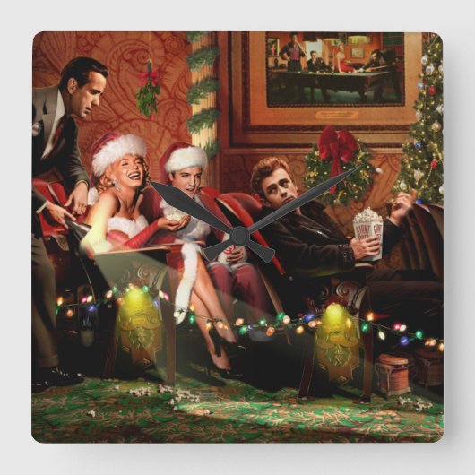 Christmas Interlude Quadratische Wanduhr (Vorderseite)