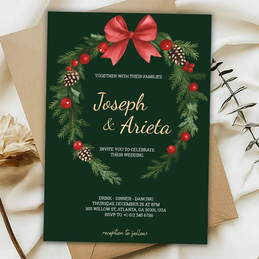 Christmas Invitation card with a wreath design Einladung