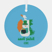 Christmas Irish Flag Snowman Ornament Aus Glas (Rückseite)