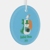Christmas Irish Flag Snowman Ornament Aus Glas (Vorderseite Rechts)