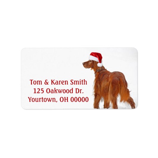 Christmas Irish Setter Adressaufkleber (Vorne)