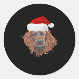 Christmas Irish Setter Classic T - Shirt Runder Aufkleber