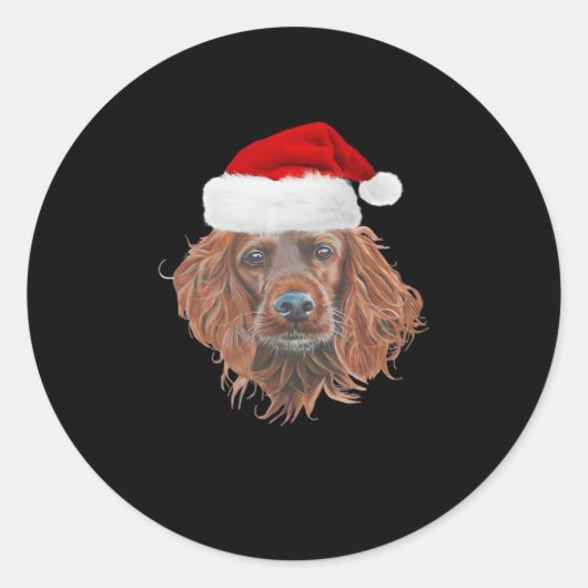 Christmas Irish Setter Classic T - Shirt Runder Aufkleber (Vorderseite)