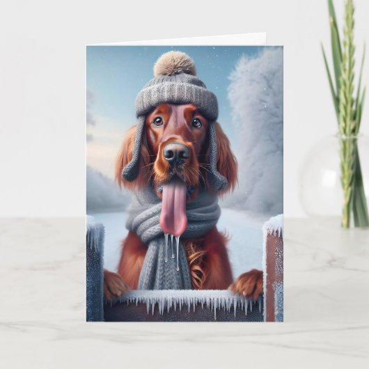 Christmas Irish Setter Dog Feiertagskarte (Vorderseite)