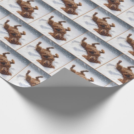 Christmas Irish Setter Making a Snow Angel Geschenkpapier (Ecke)