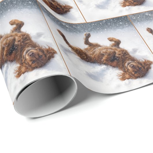 Christmas Irish Setter Making a Snow Angel Geschenkpapier (Rolleneckpunkt)