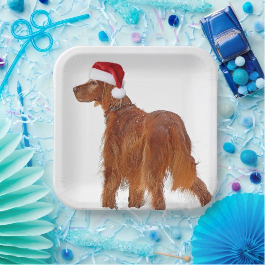 Christmas Irish Setter Pappteller (Party)