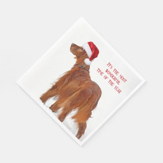 Christmas Irish Setter Serviette (Ecke)