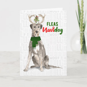 Christmas Irish Wolfhound Dog Fleas NaviDOG Feiertagskarte