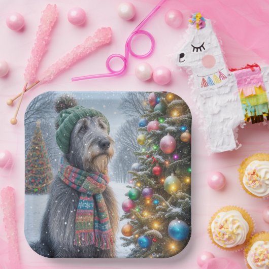 Christmas Irish Wolfhound mit Baum Pappteller (Party)
