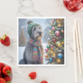 Christmas Irish Wolfhound mit Baum Serviette (Beispiel)