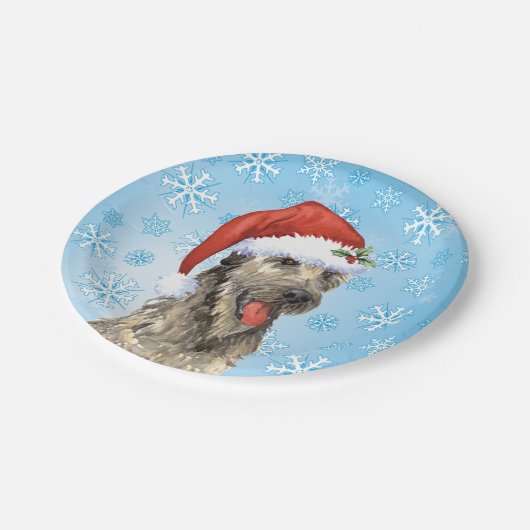 Christmas Irish Wolfhound Pappteller (Schrägansicht)