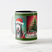 Christmas Irish Wolfhounds and Tree Zweifarbige Tasse (Vorderseite Links)
