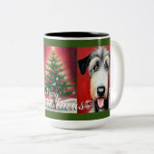 Christmas Irish Wolfhounds and Tree Zweifarbige Tasse (VorderseiteRechts)