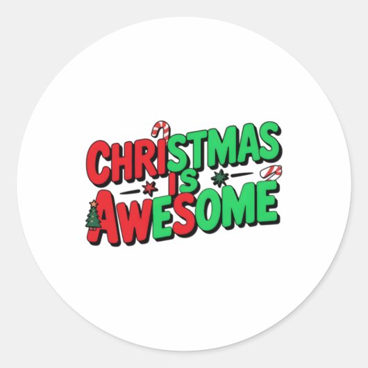 Christmas Is Awesome Digital Art Design Runder Aufkleber (Vorderseite)