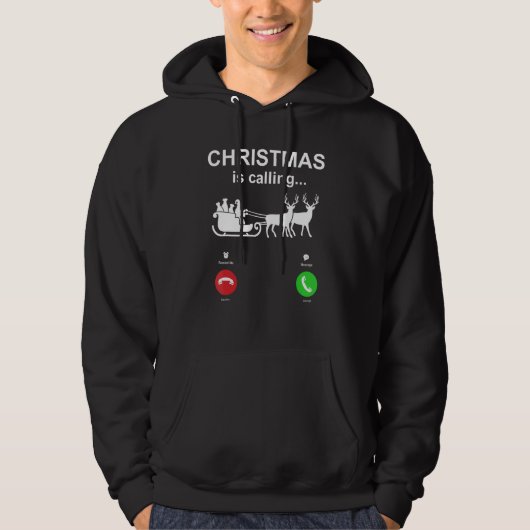 Christmas Is Calling Santa Sleigh Hoodie (Vorderseite)