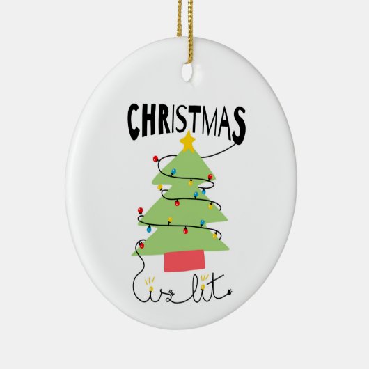 Christmas Is Lit Ceramic Circle Ornament (Rechts)