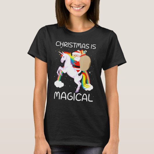 Christmas Is Magical Santa Claus Riding Unicorn 5 T-Shirt (Vorderseite)