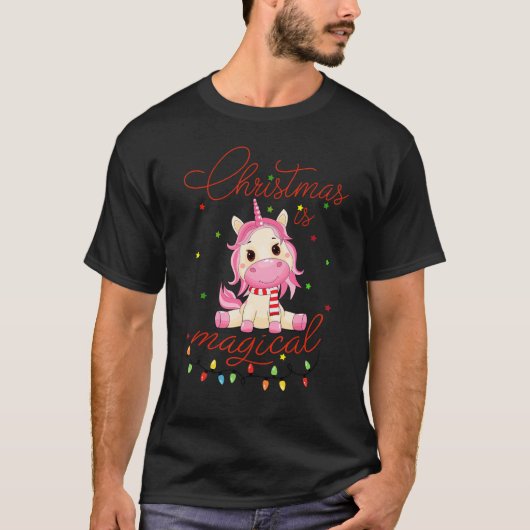 Christmas Is Magical Unicorn Lover T-Shirt (Vorderseite)