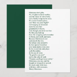 Christmas Isn't Gifts (Green) Non Photo Poem Card Feiertagskarte