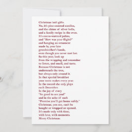 Christmas Isn't Gifts Non Photo Holiday Poem Card Feiertagskarte