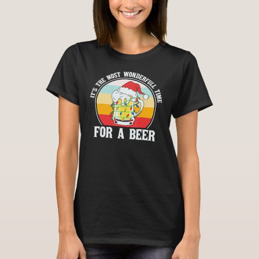 Christmas It's The Best Time For A Beer Retro Chri T-Shirt (Vorderseite)
