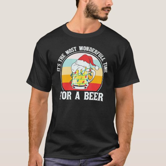 Christmas It's The Best Time For A Beer Retro Chri T-Shirt (Vorderseite)