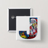 CHRISTMAS J SCHREIBEN / SANTA MIT VIOLIN MONOGRAMM BUTTON (Vorne & Hinten)