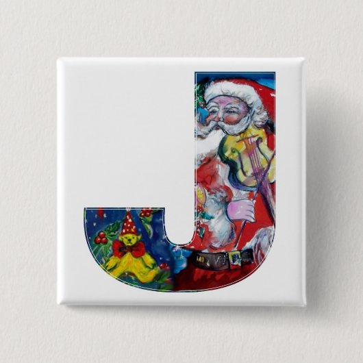 CHRISTMAS J SCHREIBEN / SANTA MIT VIOLIN MONOGRAMM BUTTON (Vorderseite)