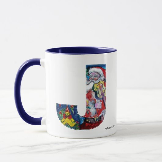 CHRISTMAS J SCHREIBEN / SANTA MIT VIOLIN MONOGRAMM TASSE (Links)