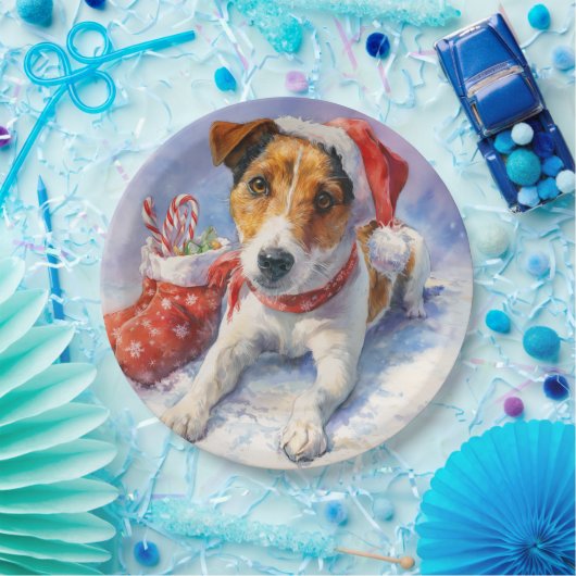 Christmas Jack Russell Paper Plate Pappteller (Party)