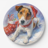 Christmas Jack Russell Paper Plate Pappteller (Vorderseite)