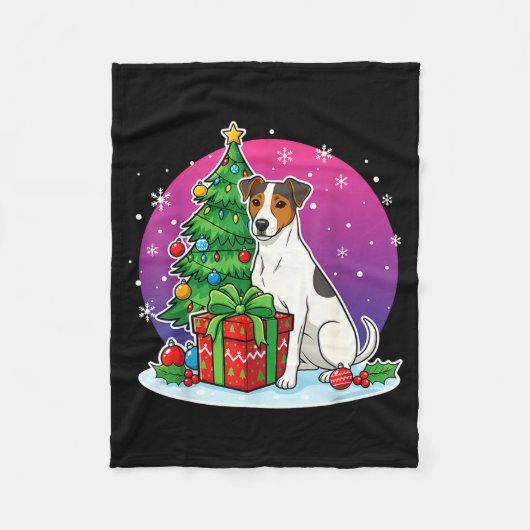 Christmas Jack Russell Santa Hat Xmas Jack Russell Fleecedecke (Vorderseite)