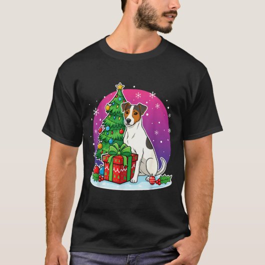 Christmas Jack Russell Santa Hat Xmas Jack Russell T-Shirt (Vorderseite)