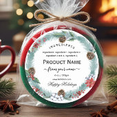 Christmas jam ingredient Label with wreath Runder Aufkleber