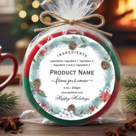 Christmas jam ingredient Label with wreath Runder Aufkleber