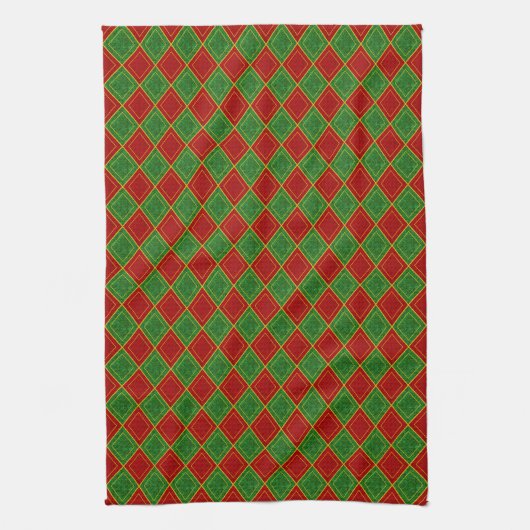 Christmas Jester Diamond Holiday Pattern Geschirrtuch (Vertikal)