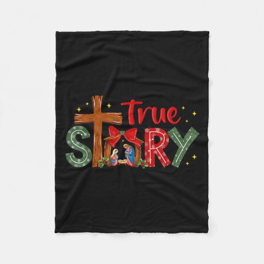 Christmas Jesus Cross Religious Christian Xmas Tru Fleecedecke (Vorderseite)