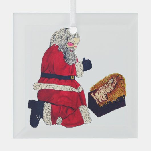 CHRISTMAS JESUS UND SANTA ORNAMENT AUS GLAS (Vorderseite)