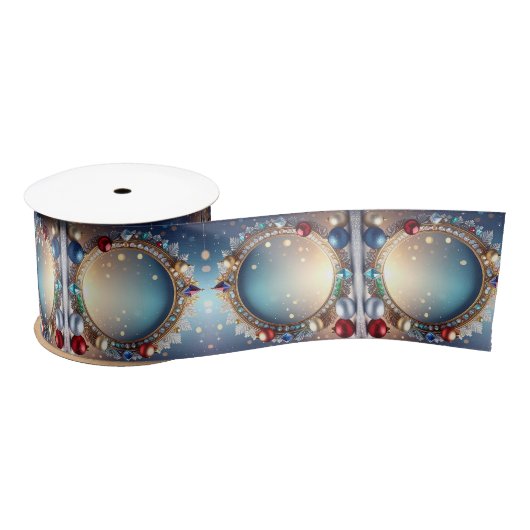 Christmas Jewel Frame Satin Ribbon Satinband (Spule)