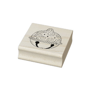 Christmas Jingle Bell in Black Lines Silhouette Gummistempel