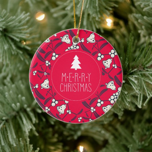 Christmas Jingle Bells Joyful Greetings Collection Keramik Ornament (Baum)