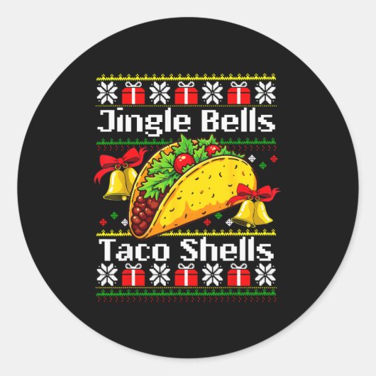 Christmas Jingle Bells Taco Shells Funny Family Ug Runder Aufkleber (Vorderseite)