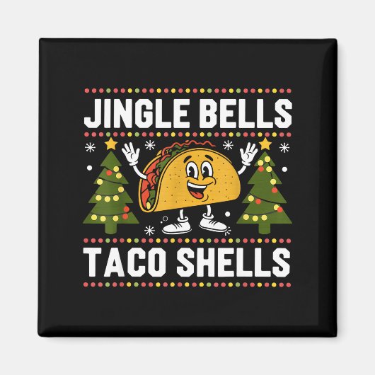 Christmas Jingle Bells Taco Shells Funny Xmas Taco Magnet (Vorne)